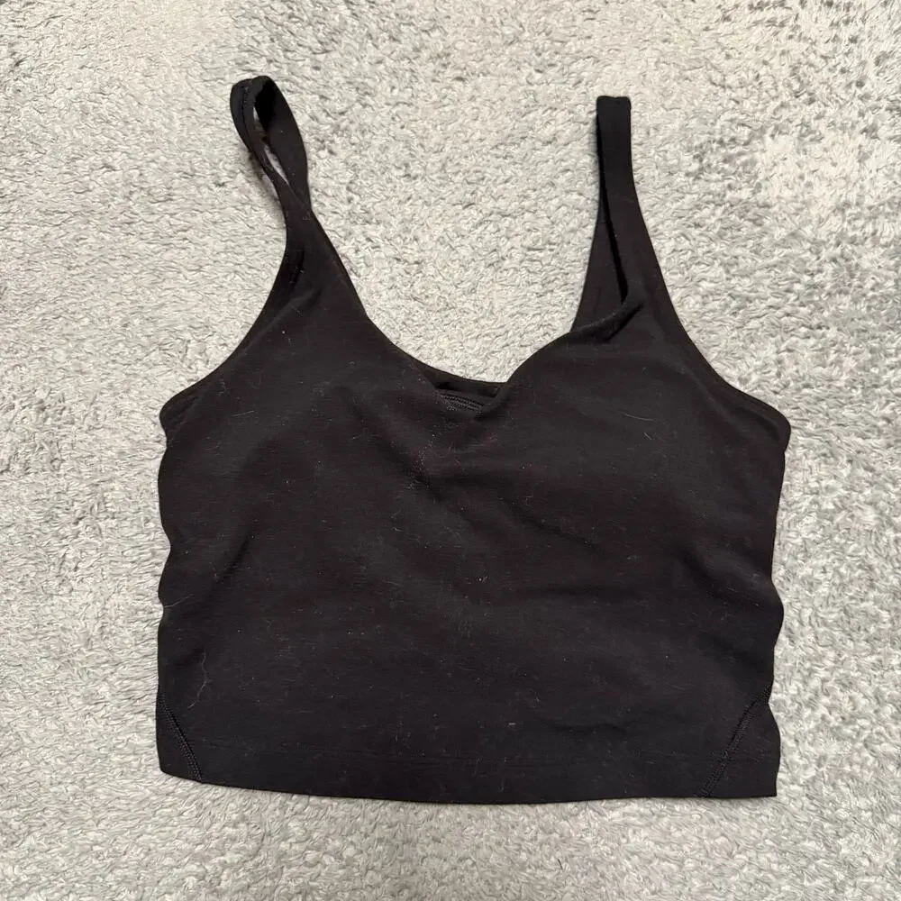Lululemon Align Crop Tank Bra Womens 4 Workout Four way Stretch Black W1CW4S